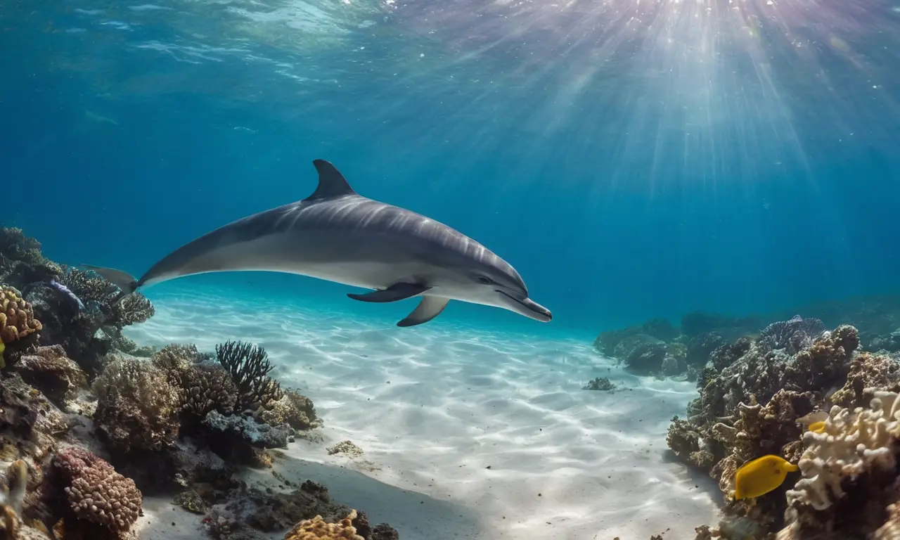 Delfín juguetón en un vibrante ecosistema marino