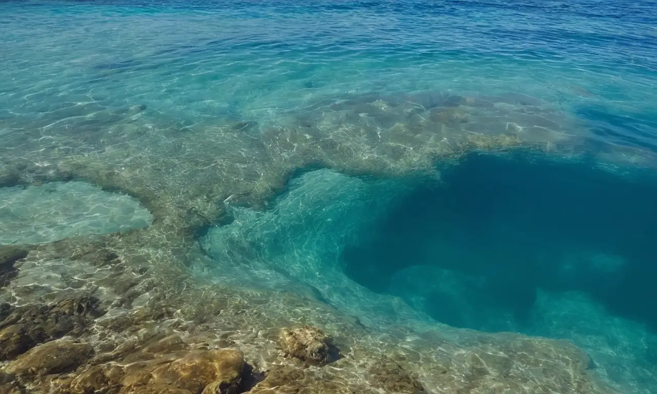 Agua turquesa con capas de sal y vida
