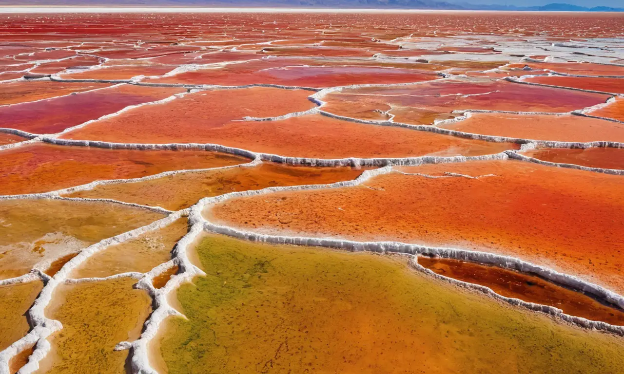 Ecosistema vibrante en salinas coloridas