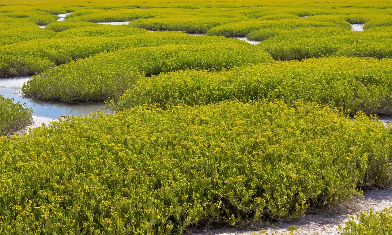 Paisaje marino con plantas y luz dulce