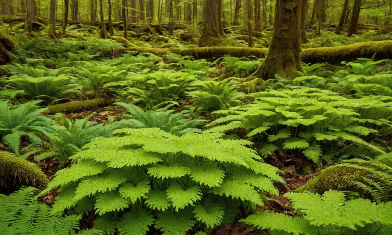 Musgos verdes brillantes crean un paisaje sereno