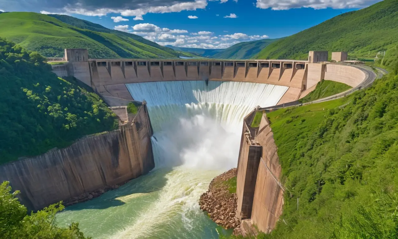 Represa monumental en armonía con la naturaleza