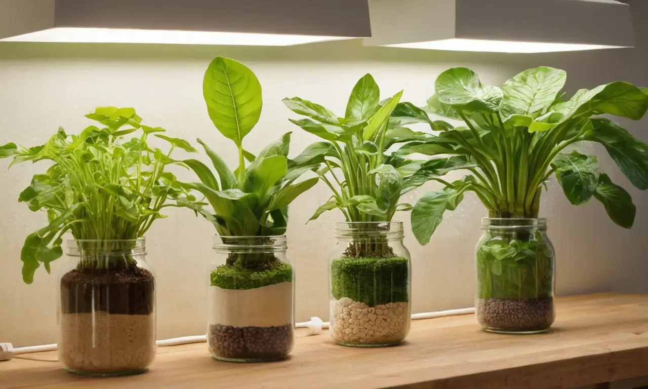 Plantas hidropónicas vibrantes en un entorno ordenado