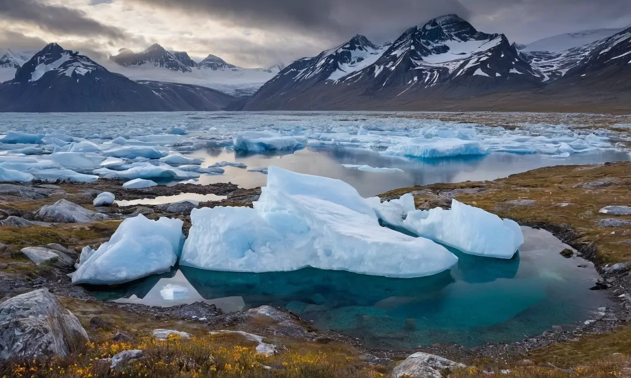 Paisaje helado que evoca aislamiento y fragilidad
