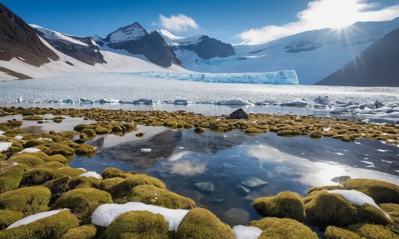 Paisaje helado con vida y cambios evidentes