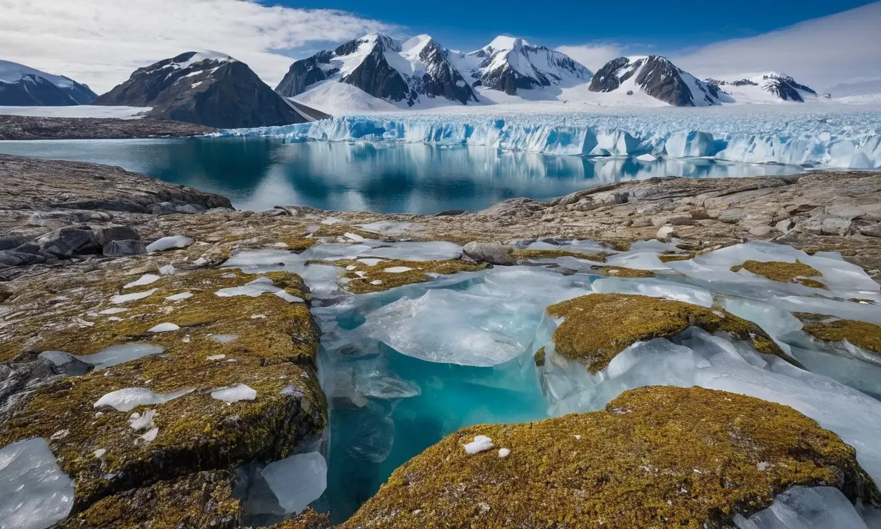 Paisaje helado con vida y resiliencia