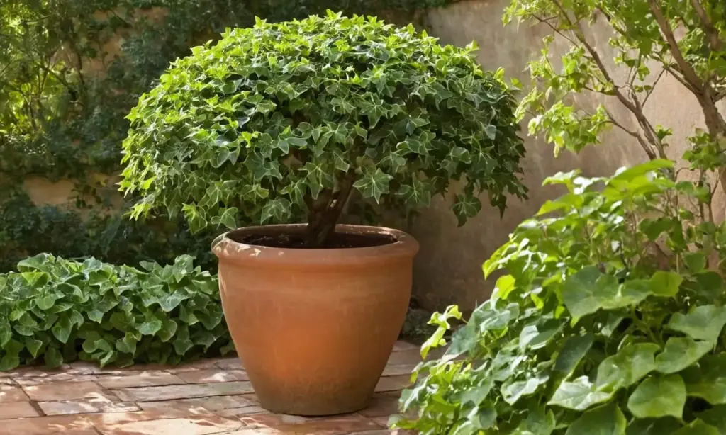 Un robusto ficus en un cálido patio