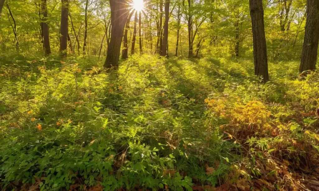 Bosque vibrante y armonioso lleno de vida
