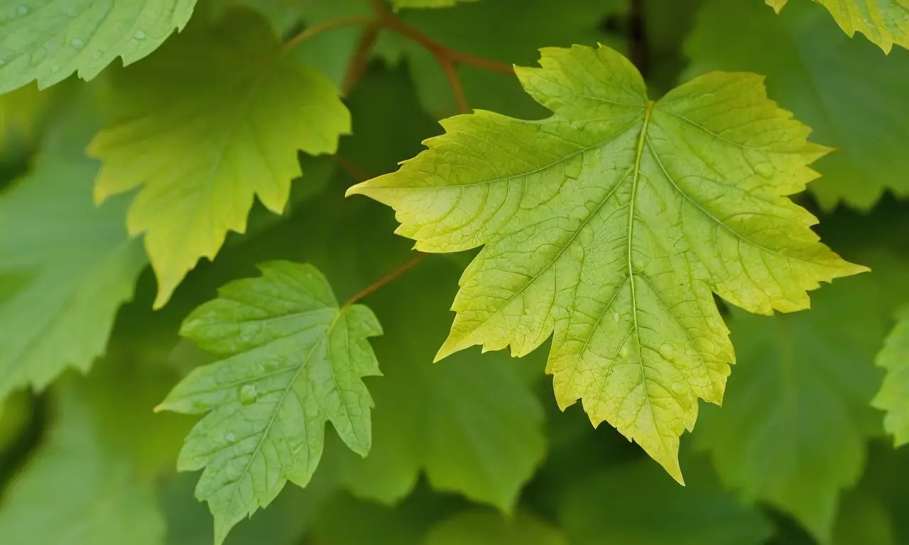 Hojas verdes brillantes resaltan frescura y vitalidad