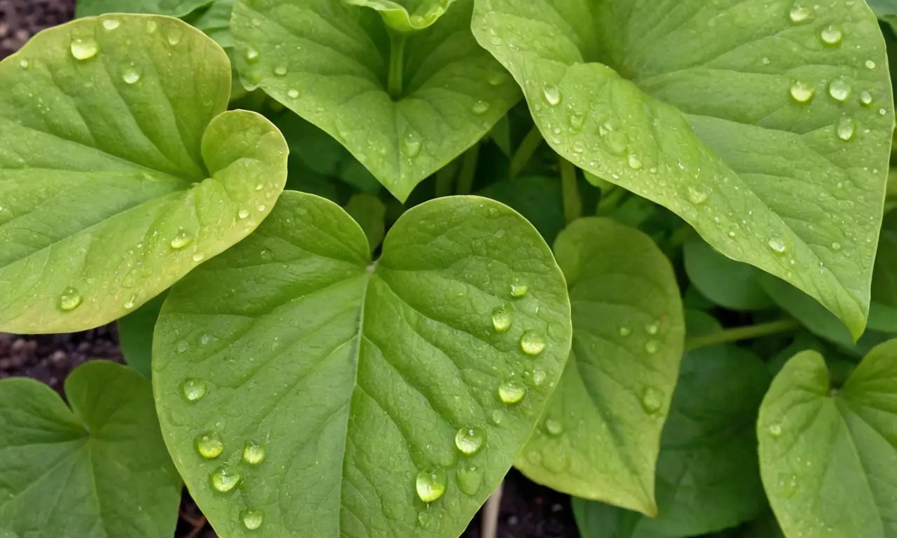 Planta vibrante con hojas y flores brillantes