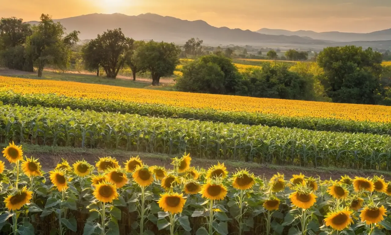 Paisaje agrícola vibrante y armónico en crecimiento