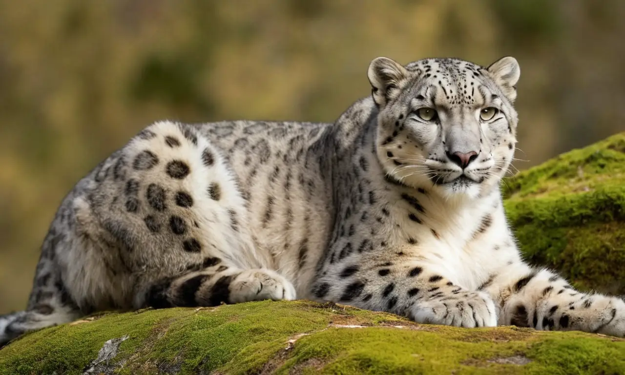 Leopardo de las nieves en un bosque sereno