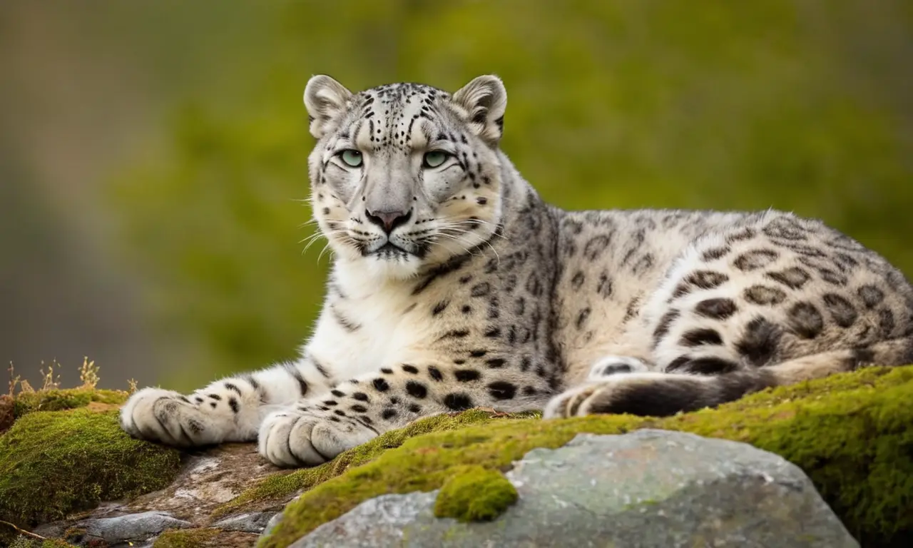 Un leopardo de las nieves acecha sigilosamente