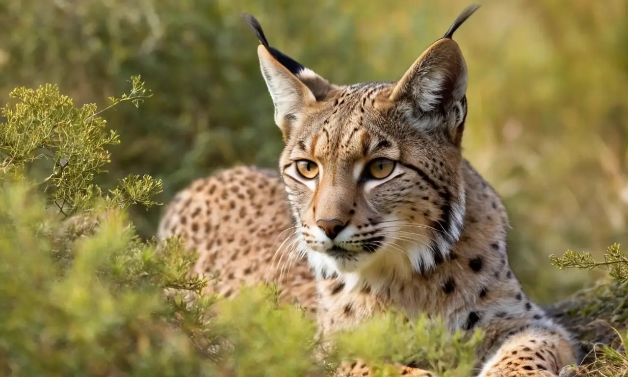 Lince ibérico en un paisaje mediterráneo vibrante