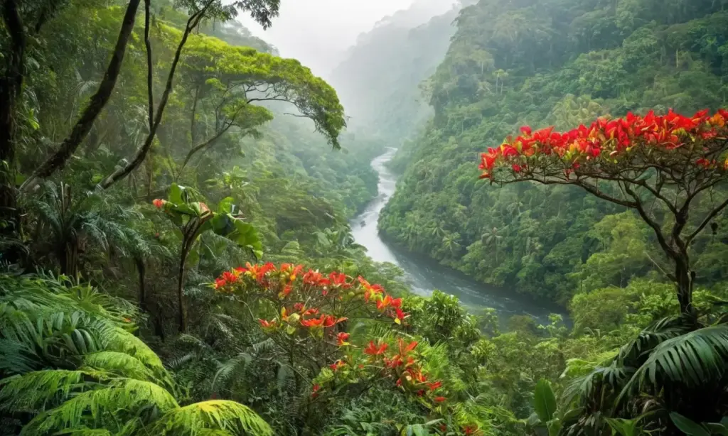 Selva amazónica exuberante con rica biodiversidad
