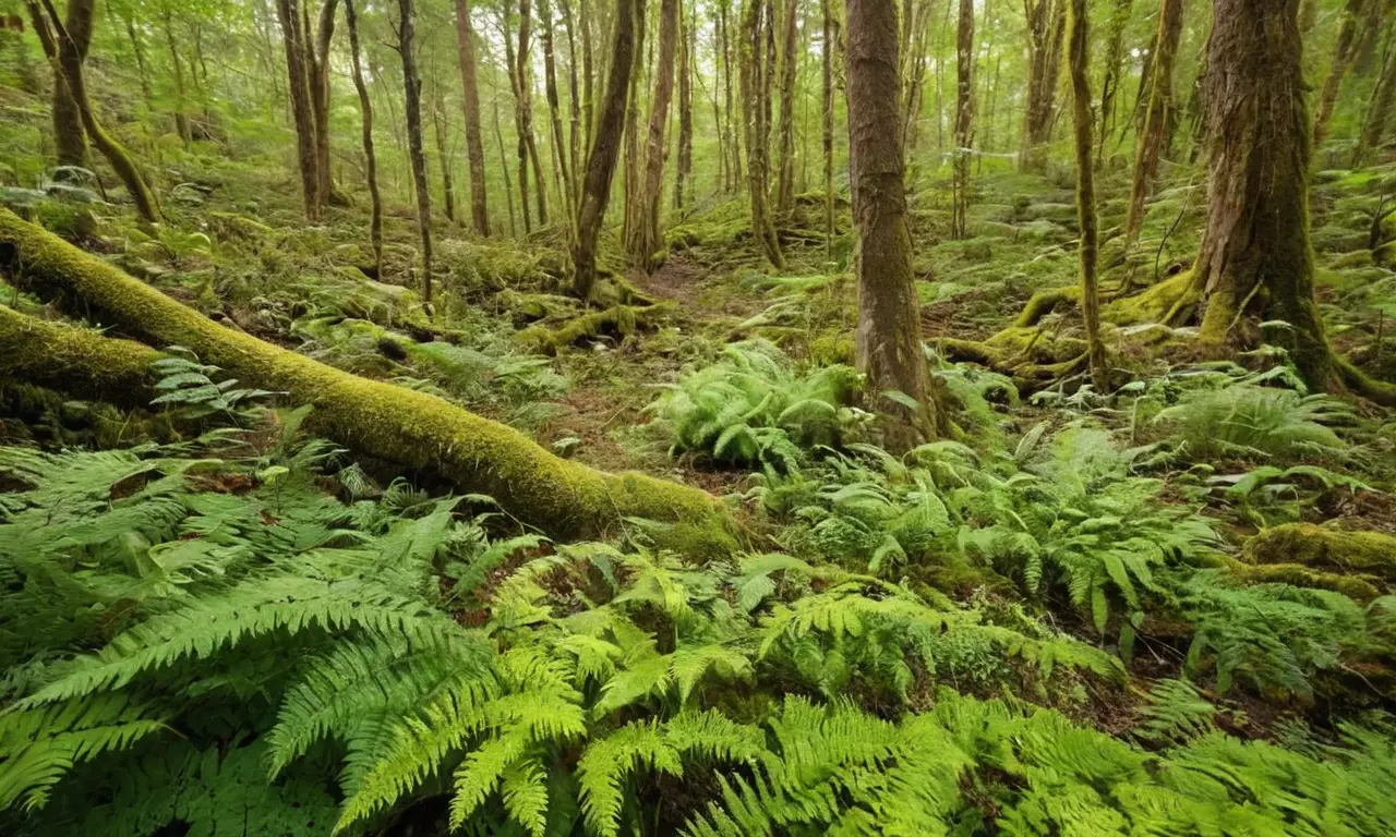 Bosque frágil con vida y belleza intercalada