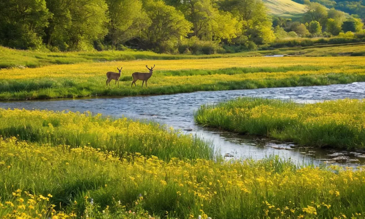 Paisaje verde vibrante con vida y armonía