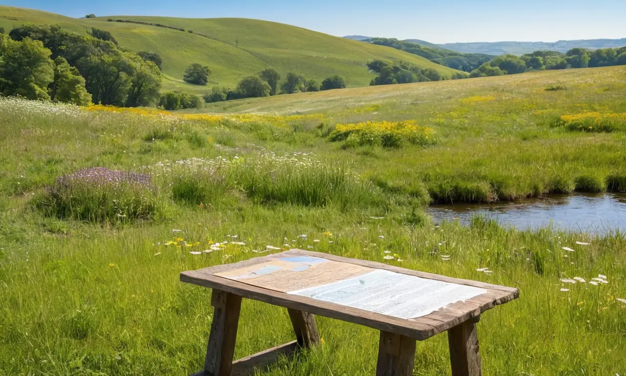 Un paisaje verde y tranquilo con detalles vibrantes