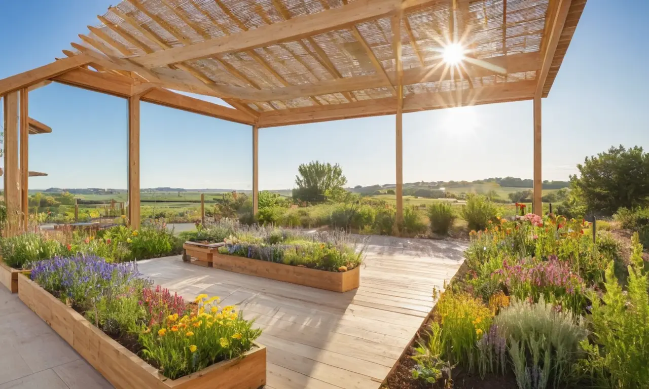 Paisaje sostenible con naturaleza y colaboración creativa