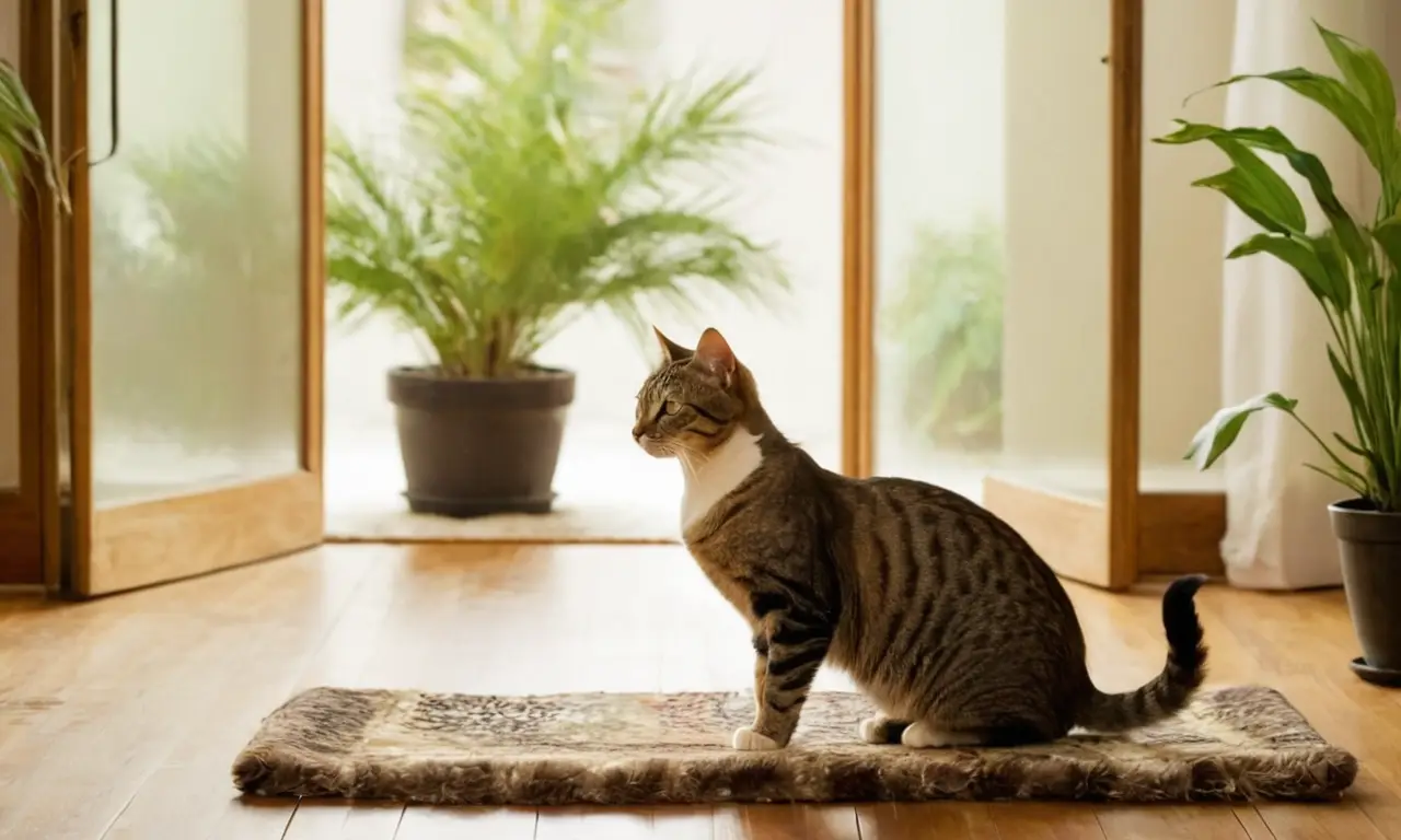 Gatos atentos en una soleada habitación