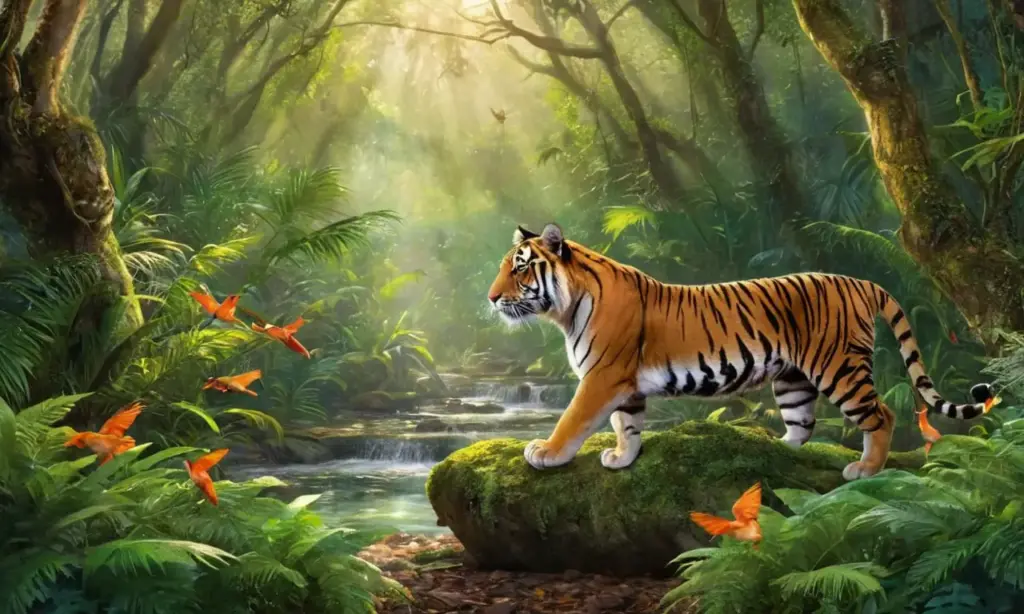 Selva densa con fauna vibrante y ambiente cautivador
