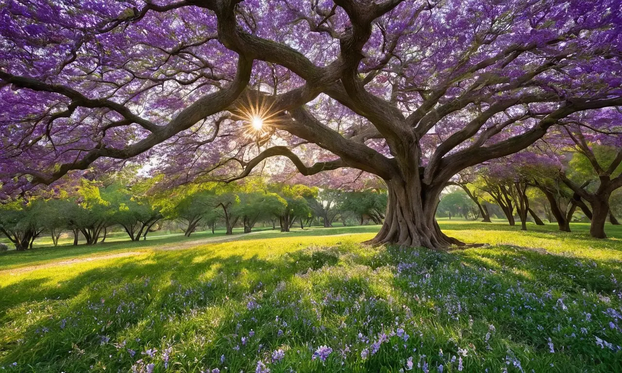 Árbol de Jacaranda en un paisaje vibrante