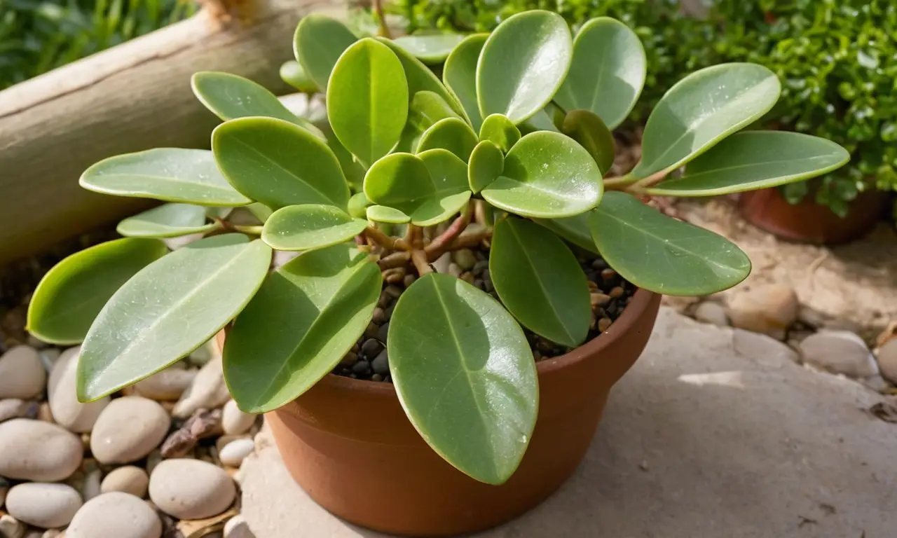 Planta jade vibrante en elegante maceta