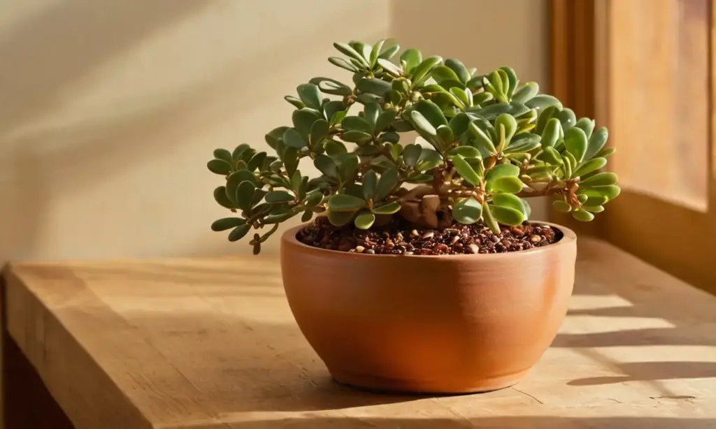Planta de jade en un cálido ambiente