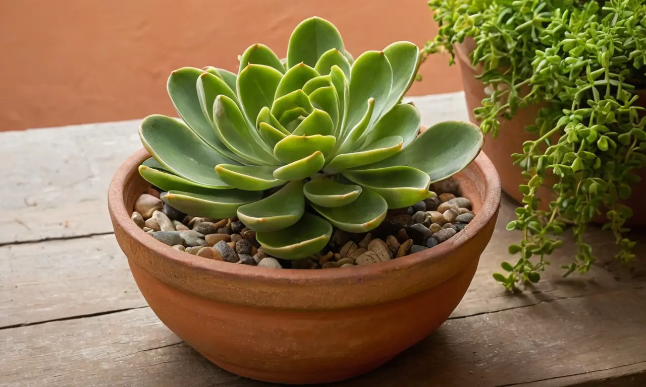 Planta jade en maceta resalta un ambiente sereno