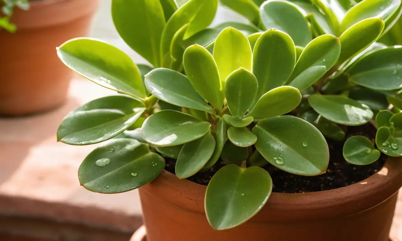 Planta de jade vibrante en ambiente acogedor