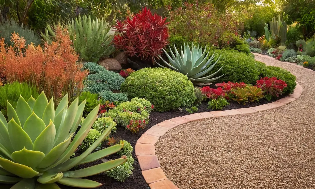 Jardín vibrante de suculentas y flores