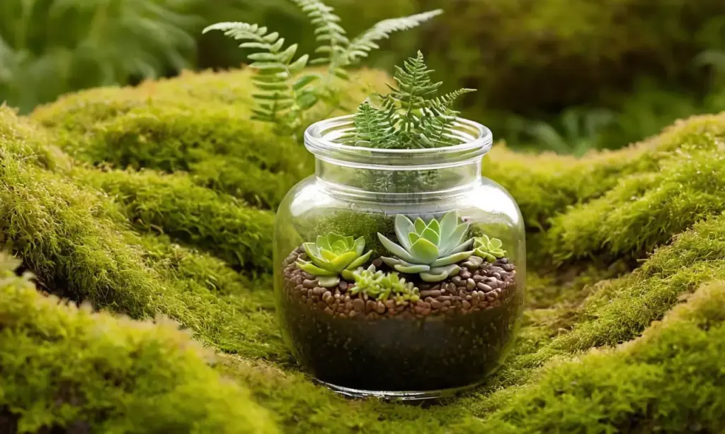 Tarro con plantas vibrantes y belleza natural