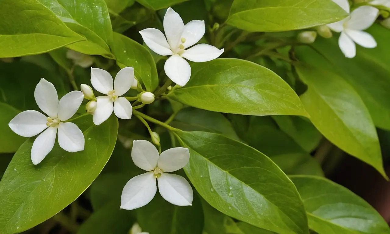 Planta de jazmín vibrante con delicadas flores