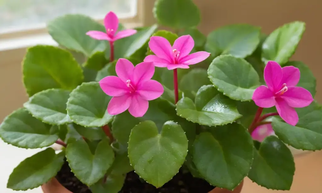 Kalanchoe vibrante con flores y hojas brillantes