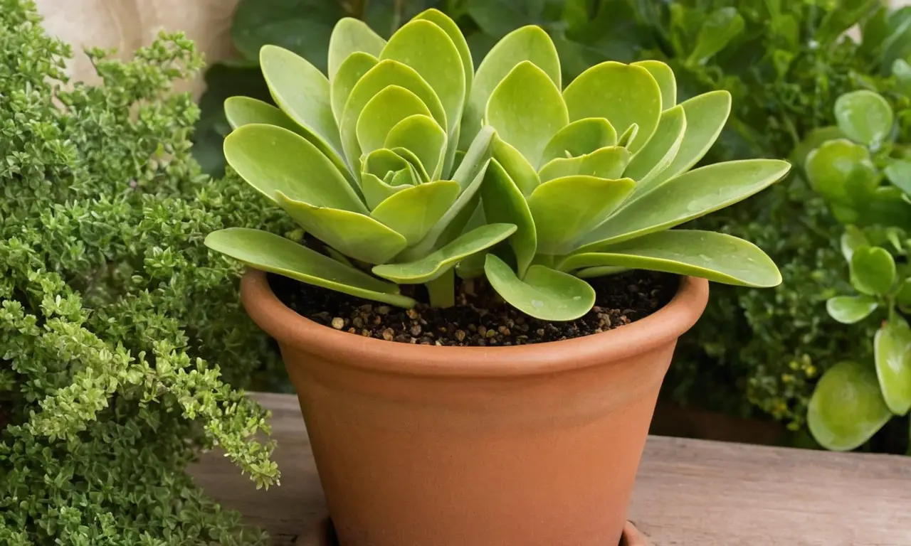 Planta Kalanchoe en maceta terracota luminosa