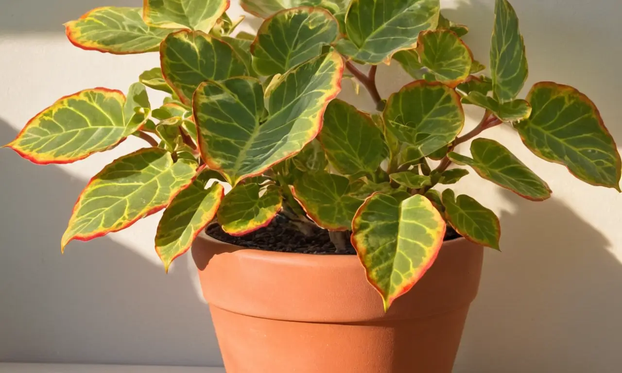 Kalanchoe vibrante en terracota, luz serena