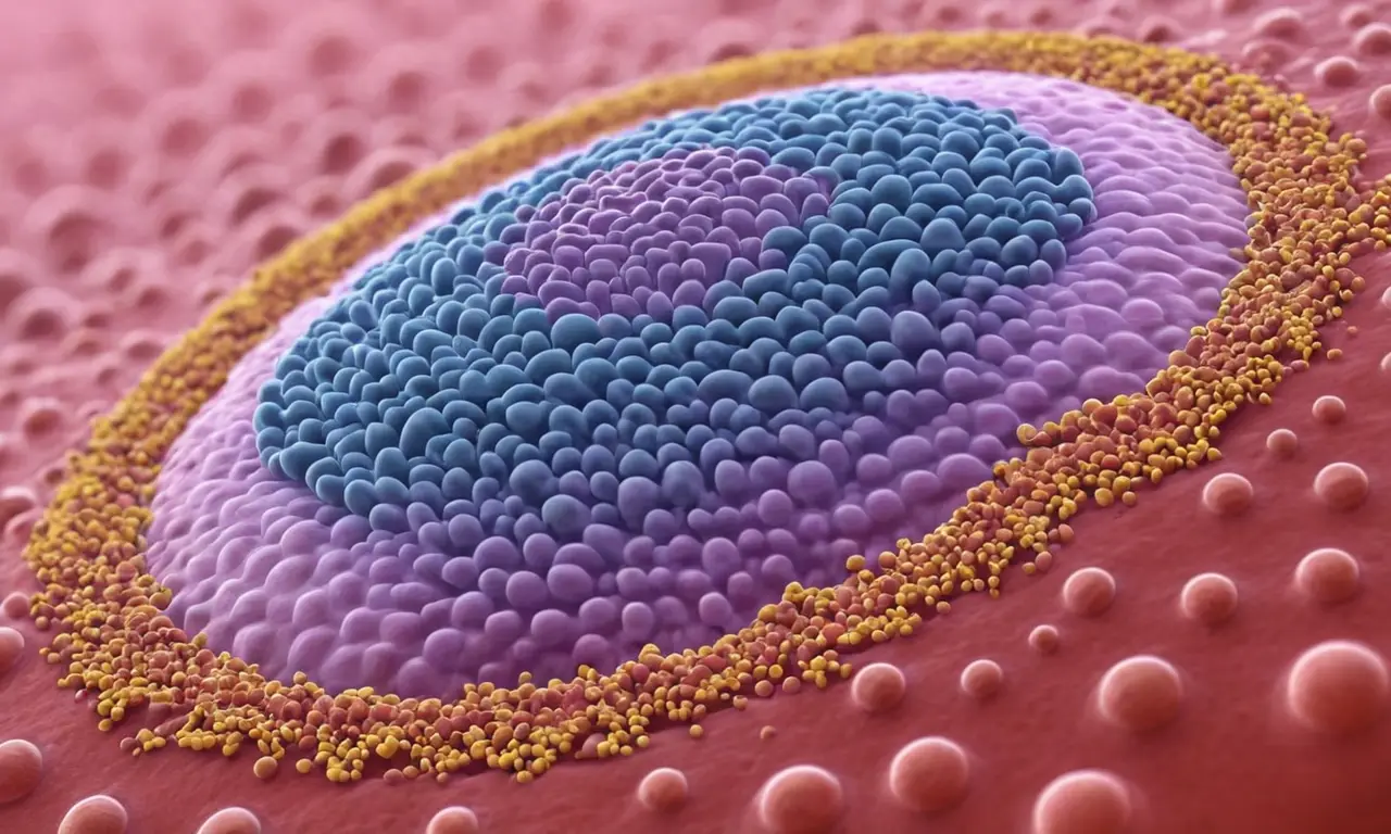 Célula dividiéndose en plena actividad biológica