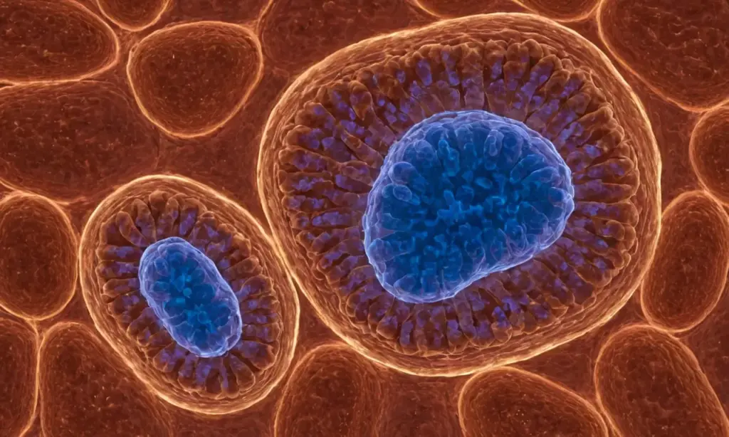 Célula dividiéndose con detalles impresionantes