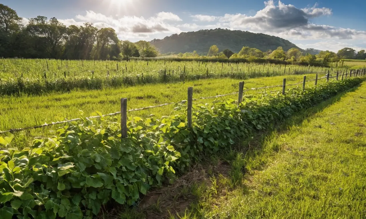 Campo vibrante con contrastes de naturaleza y contaminación
