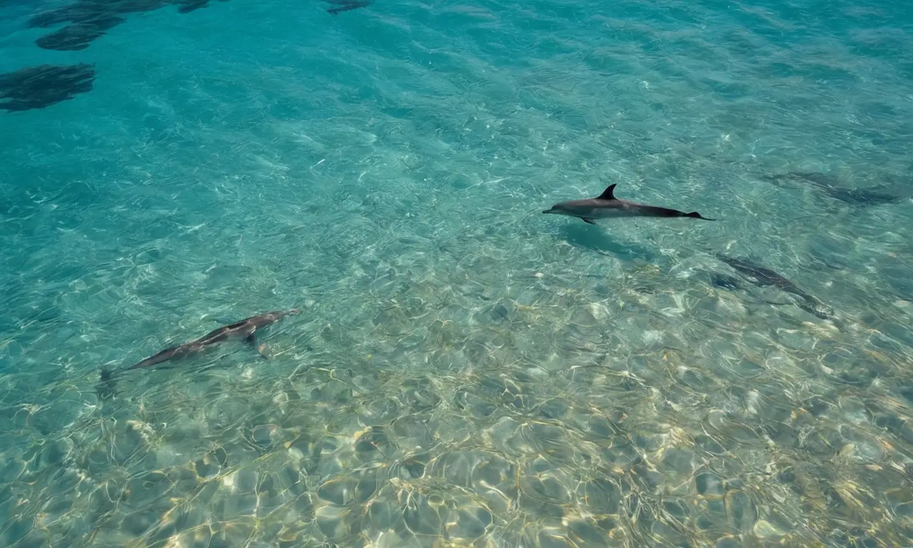 Delfines nadan entre corales y redes pesqueras