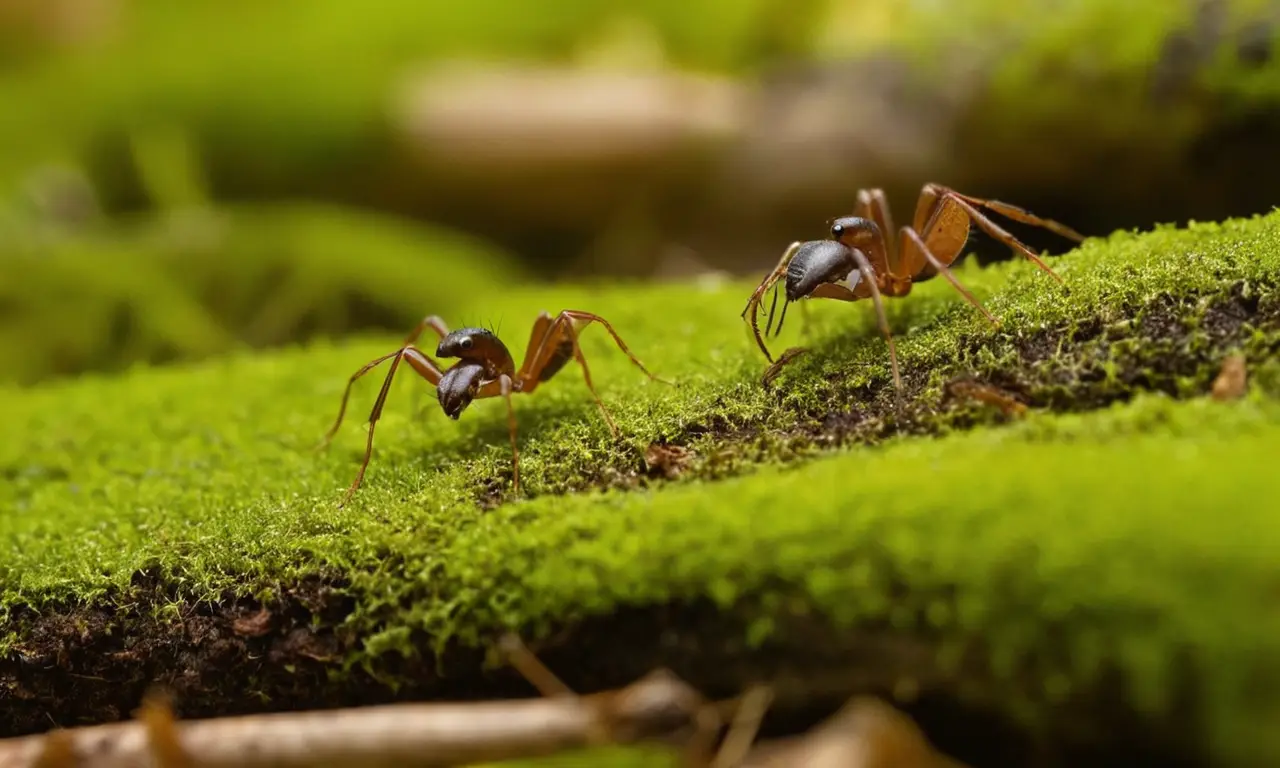 Hormigas laboriosas en un bosque vibrante