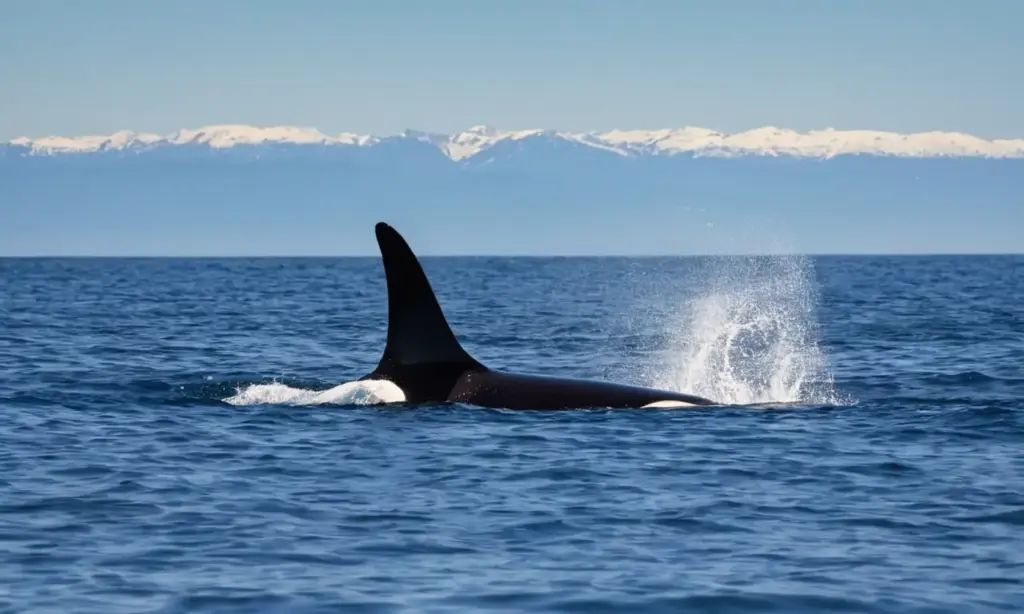 Orca majestuosa salta en océano vibrante