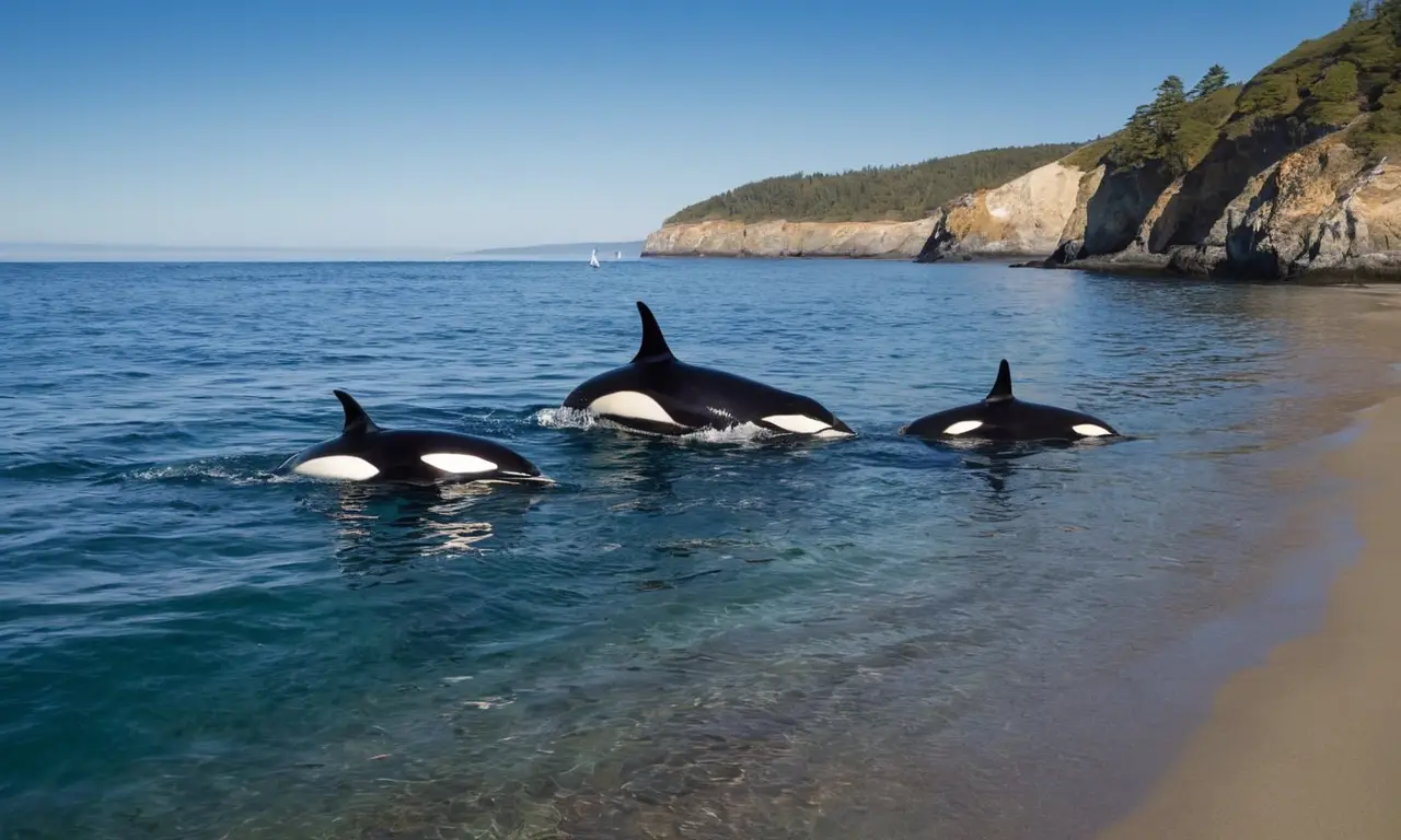 Un paisaje marino con orcas y tranquilidad