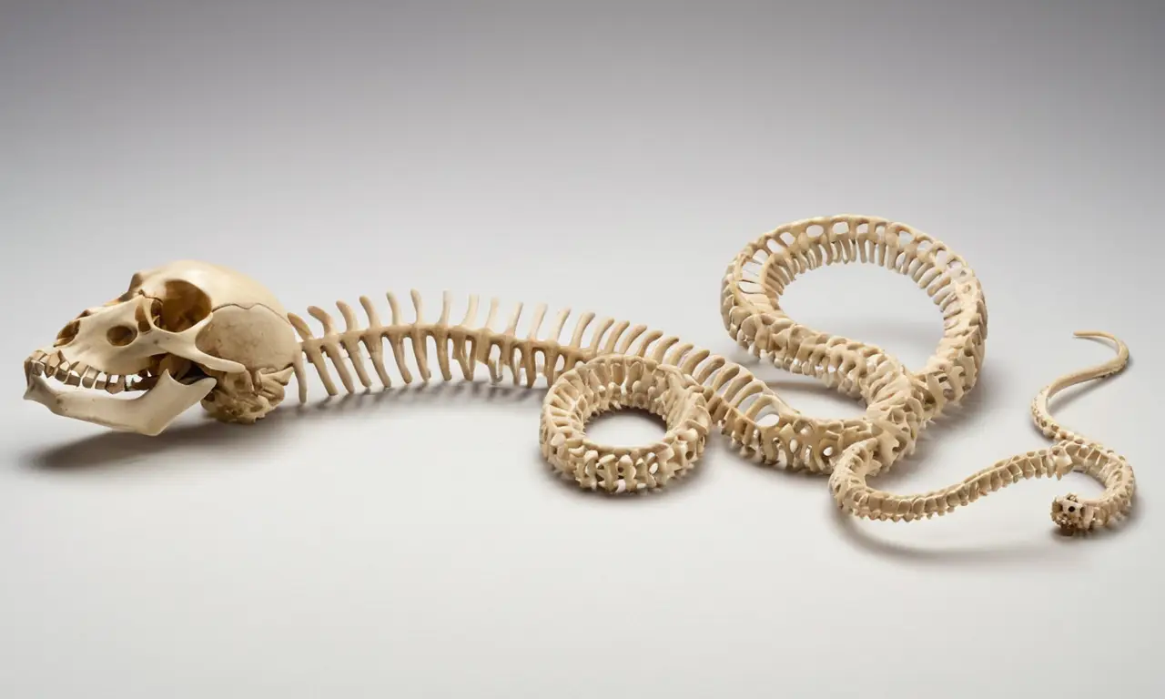 Esqueleto de serpiente con luz y sombra