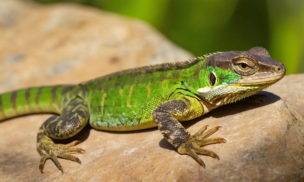 Lagarto oscuro camuflado en su hábitat