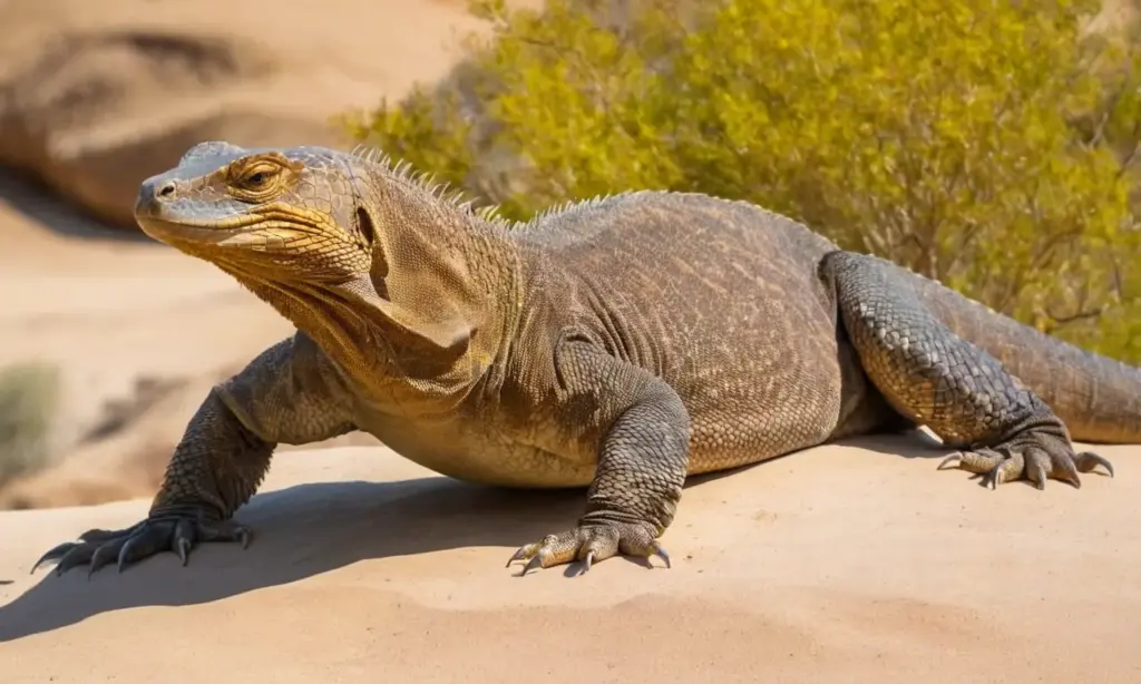 Dragón de Komodo descansa en su hábitat