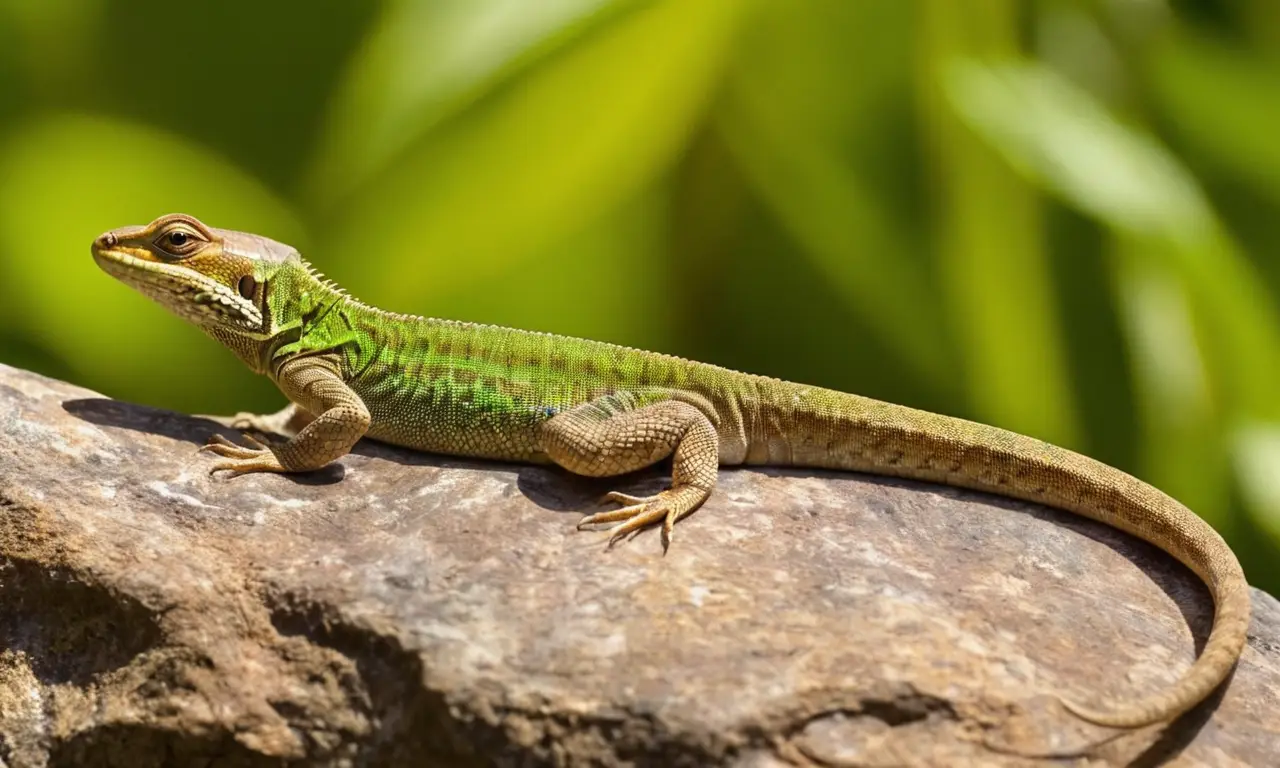 Lagarto grande tomando el sol en rocas