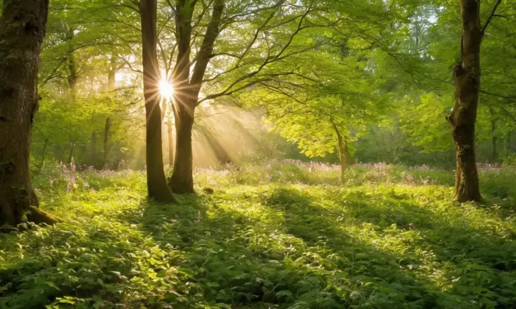 Escena serena de conejos en un bosque