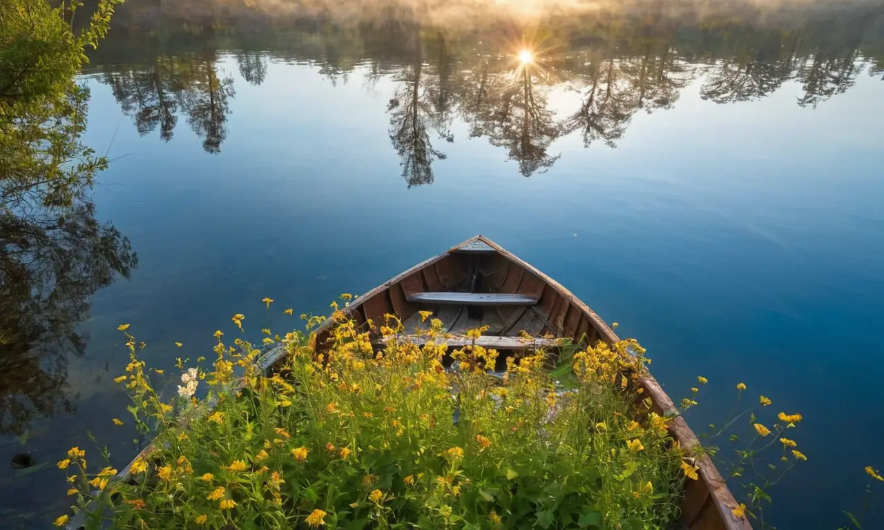 Lago sereno rodeado de naturaleza vibrante