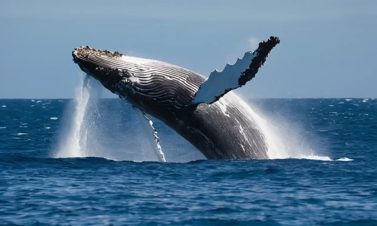 Ballena jorobada en un océano armonioso